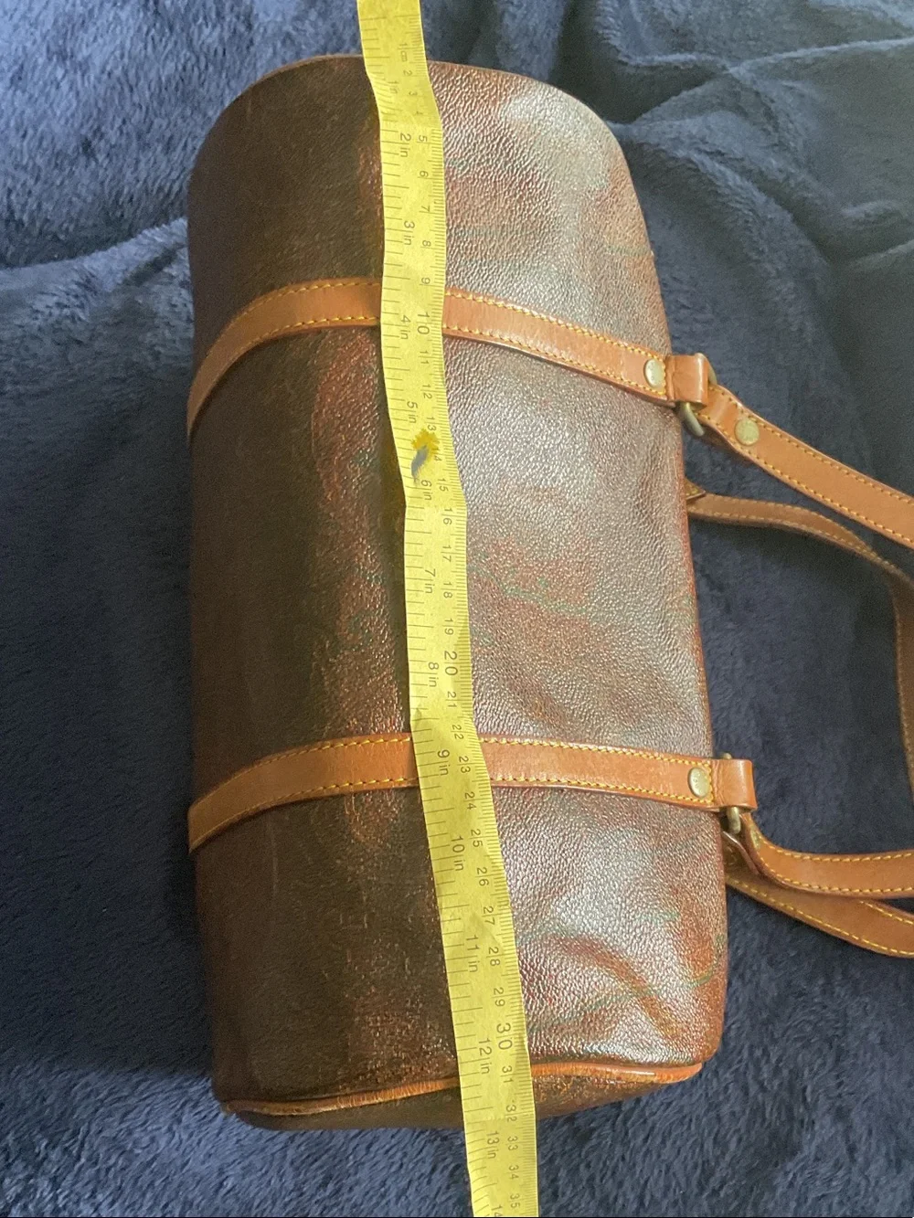 Etro Brown Leather Duffel Bag with Tan Straps
